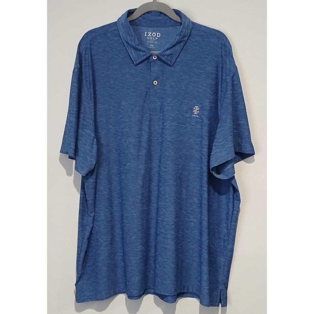 Izod Golf With Stretch. Blue lightly Striped Golf Shirt. Men Size 2XL.